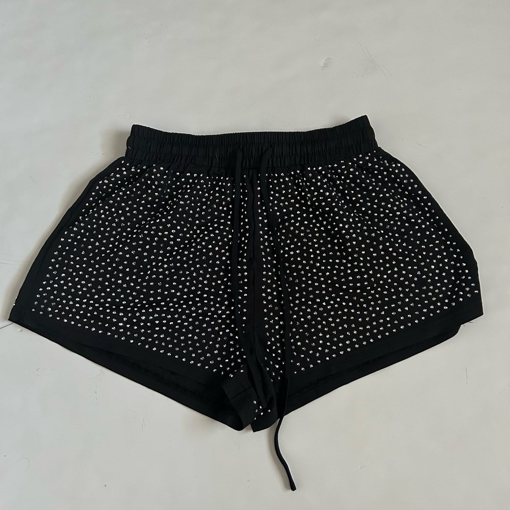 Hot and Delicious Sparkling Studs Black Shorts Size S